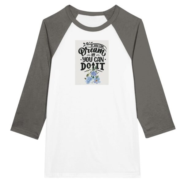 Unisex 3/4 sleeve Raglan T-shirt White and Asphalt
